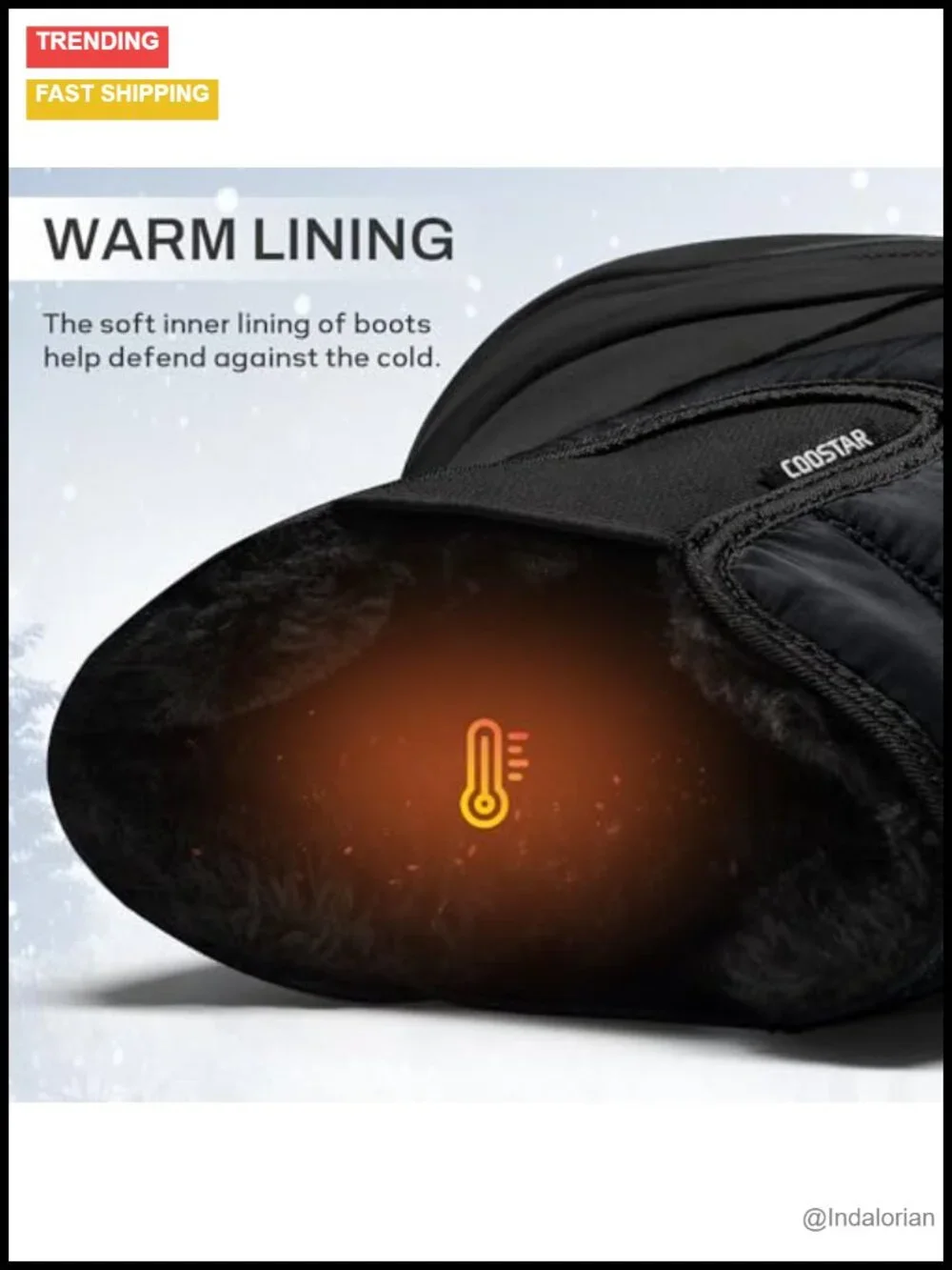 Men's Waterproof Snow Boots with Arch Support, Calf High, Slip-On, Nylon and